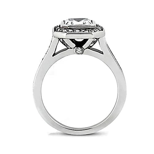 Bague Halo De Véritable Diamants Asscher Lunette 1 Carat