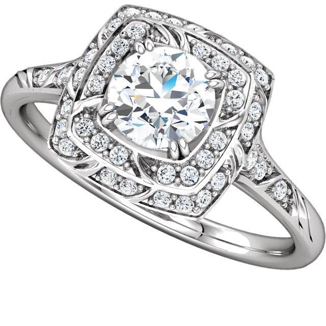 Bague Halo De Véritable Diamants Ronds De Style Vintage Avec Accents 1.79 Ct.