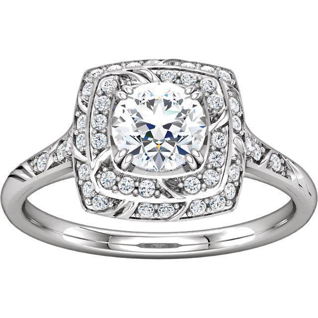 Bague Halo De Véritable Diamants Ronds De Style Vintage Avec Accents 1.79 Ct.