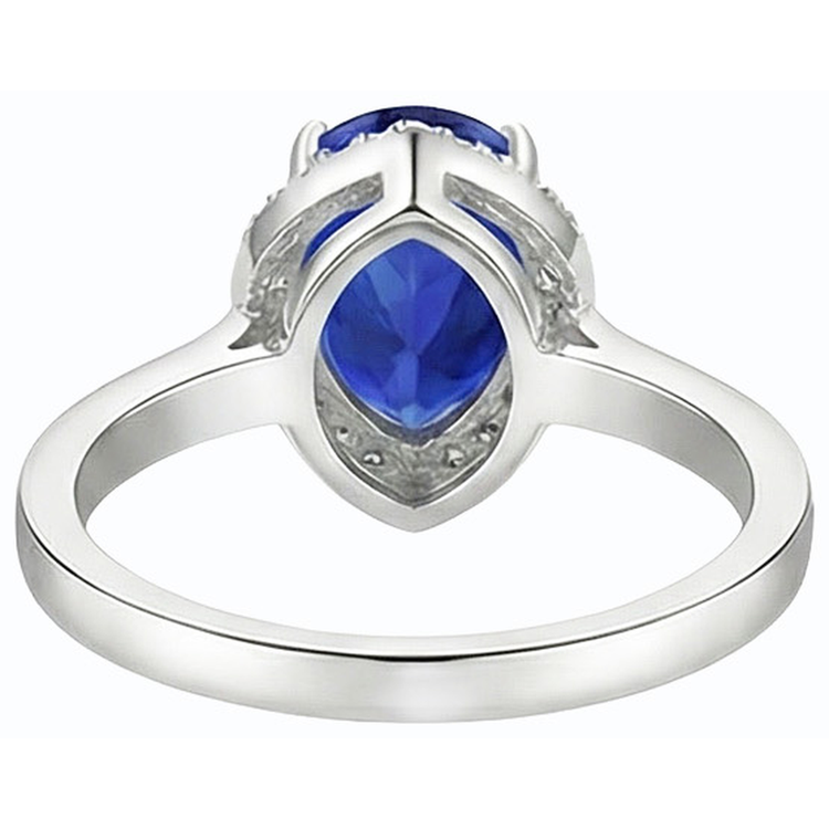 Bague Halo Deep Blue Saphir Or Blanc & Diamants 3.50 Carats