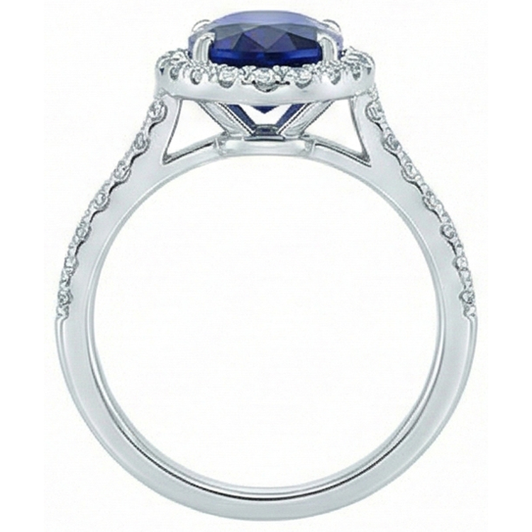 naturel oval saphir 7.50carats bague vue de profil