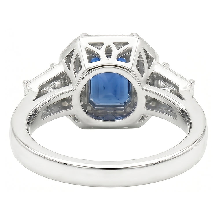 naturel round saphir 3carats bague vue de profil