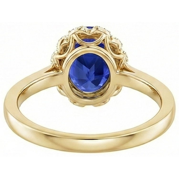 naturel oval saphir 5.50carats bague sur blanc
