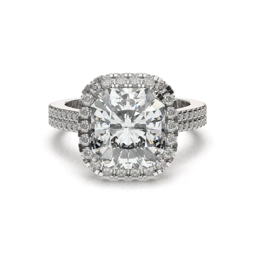 Bague Halo Diamant Radiant Naturel 7 Carats