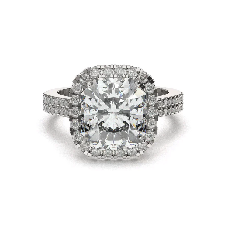 Bague Halo Diamant Radiant Naturel 7 Carats