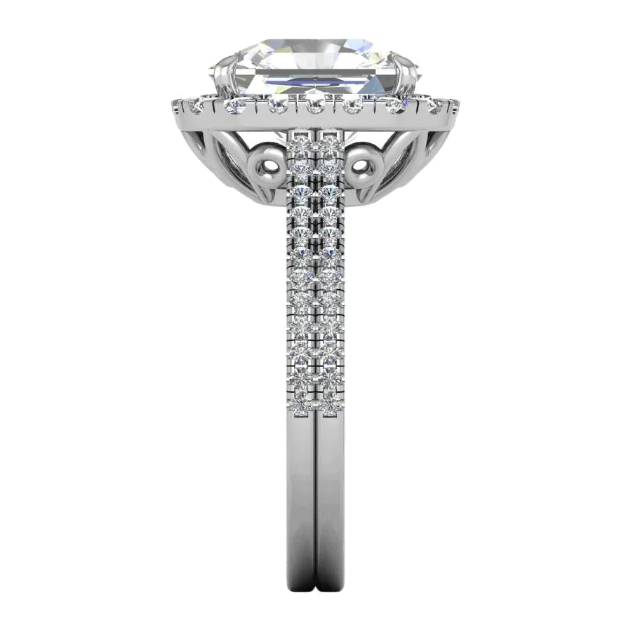 Bague Halo Diamant Radiant Naturel 7 Carats