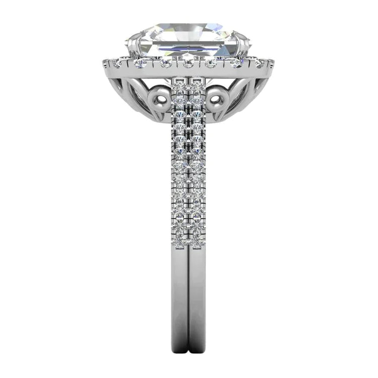Bague Halo Diamant Radiant Naturel 7 Carats