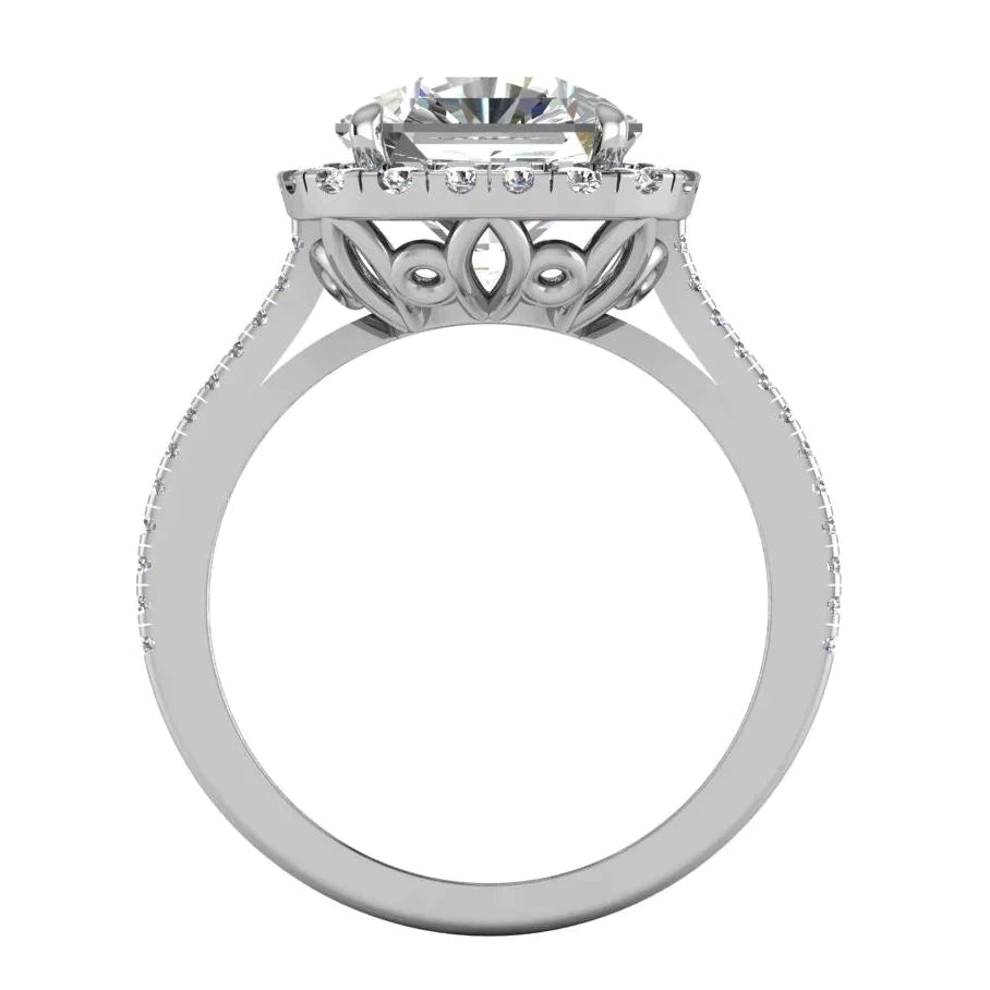 Bague Halo Diamant Radiant Naturel 7 Carats