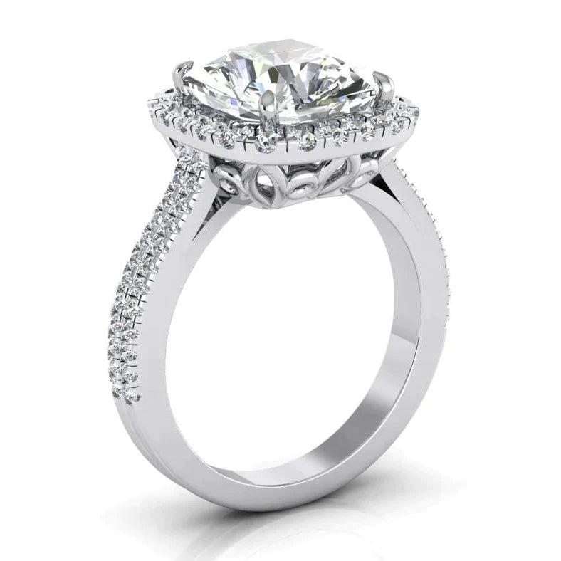 Bague Halo Diamant Radiant Naturel 7 Carats