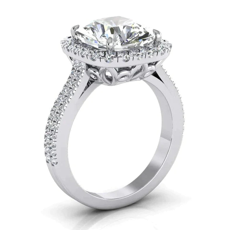 Bague Halo Diamant Radiant Naturel 7 Carats