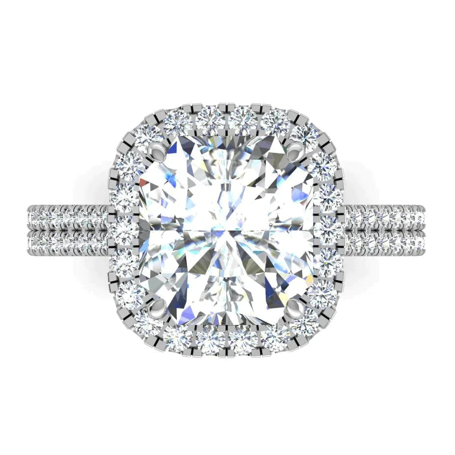 Bague Halo Diamant Radiant Naturel 7 Carats