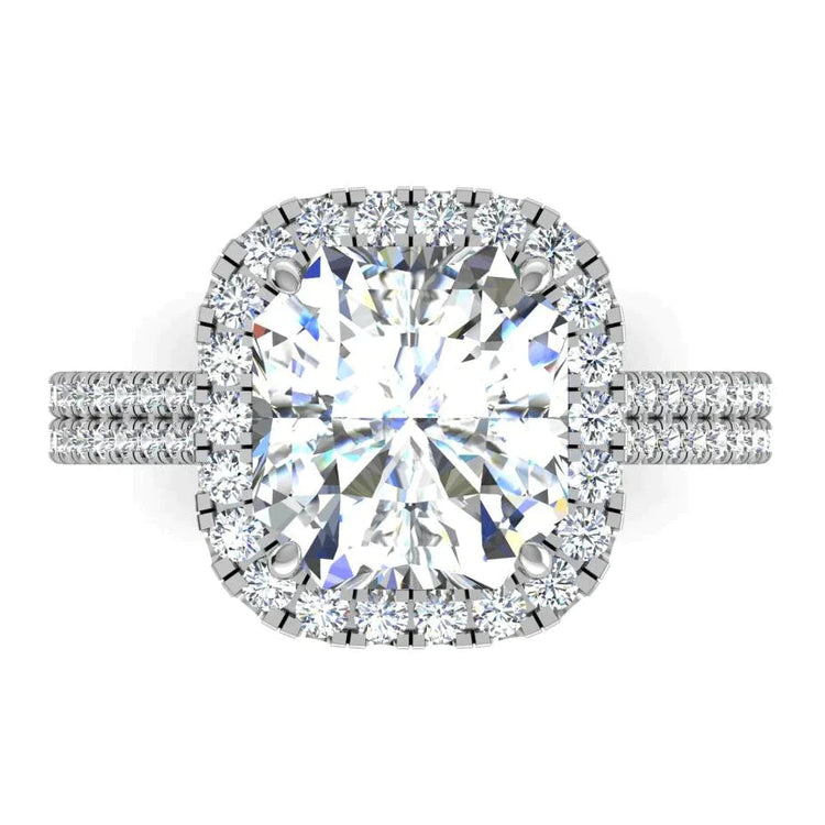 Bague Halo Diamant Radiant Naturel 7 Carats