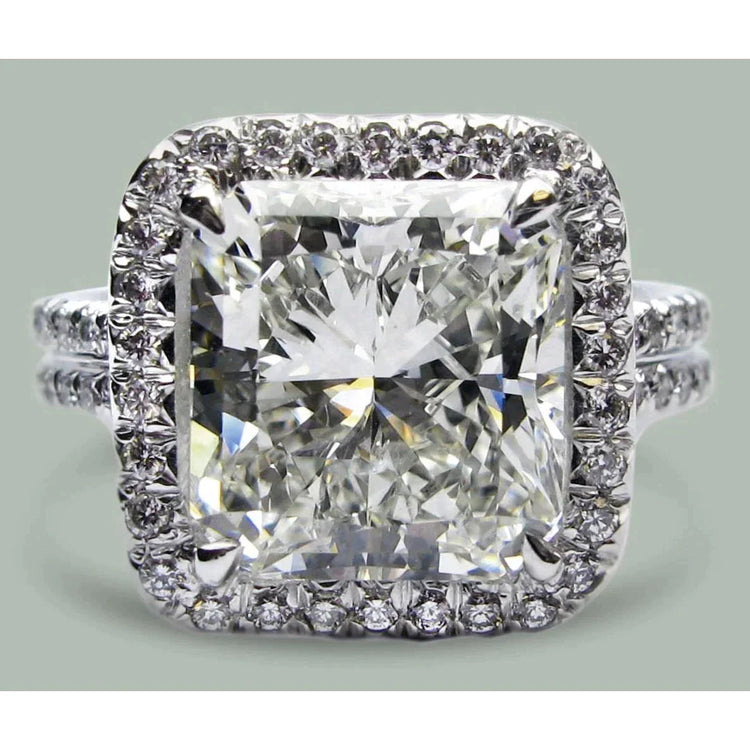Bague Halo Diamant Radiant Naturel 7 Carats