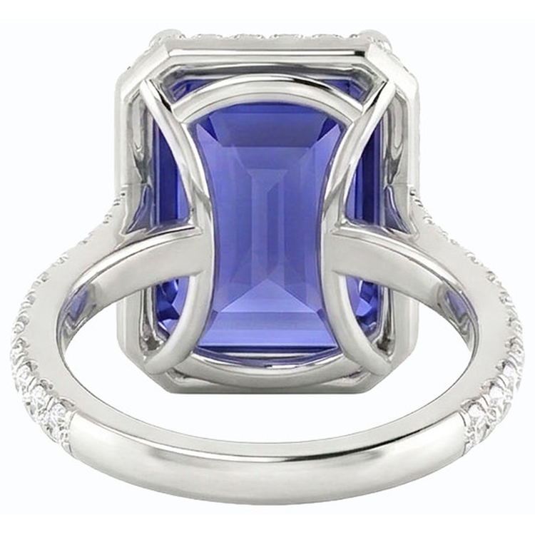 Bague Halo Diamant Rond Emeraude Saphir Naturel 4.50 Carats Accentué
