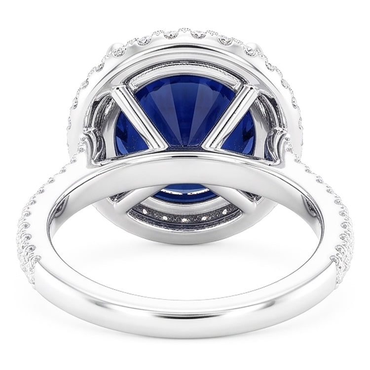 Bague Halo Diamant pour Femme 4.50 Carats Bijoux en Or Saphir Bleu Foncé