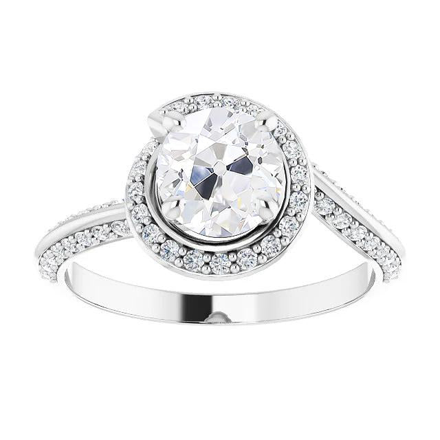 Bague Halo En Or Blanc Naturel Diamant Taille Ancienne Sertie De Griffes Bijoux 5.25 Carats