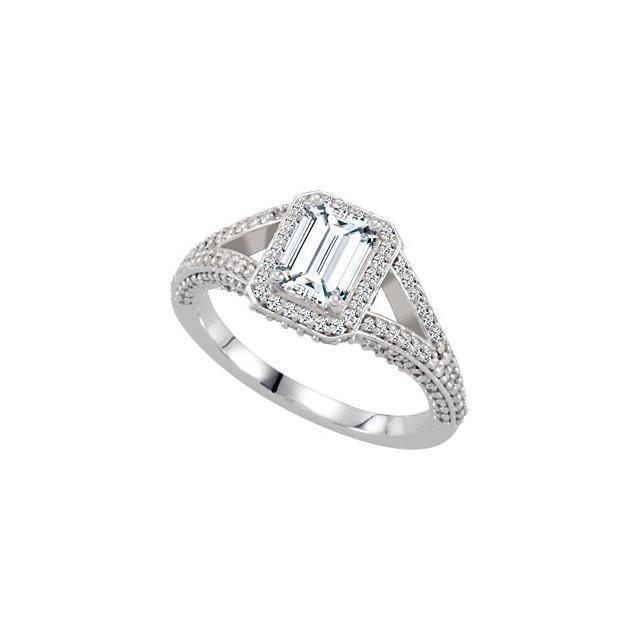 Bague Halo Fantaisie Emeraude Et Véritable Diamants Ronds 2.51 Carats En Or Blanc 14K