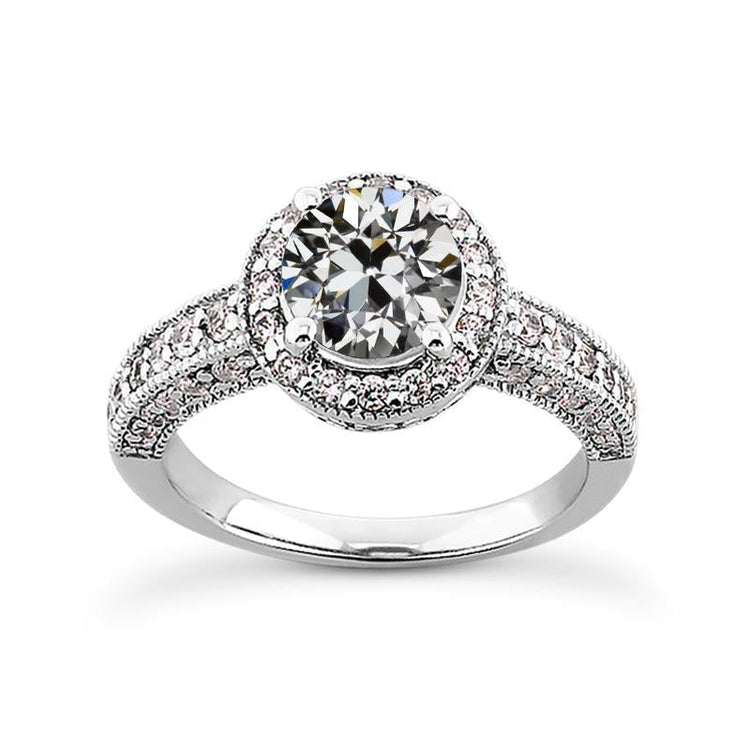 Bague Halo Femme Ronde Vieux mineur Naturel Diamant 4.75 Carats