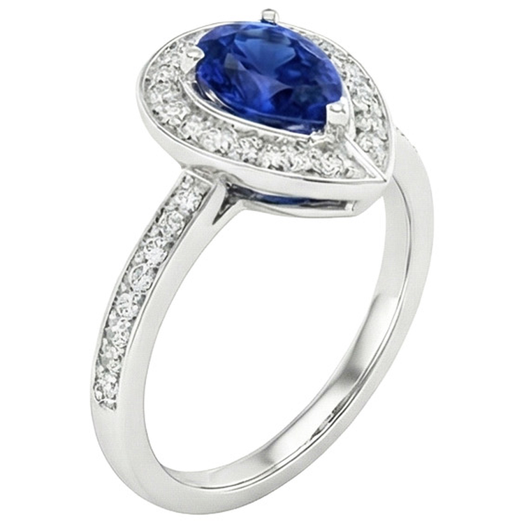 naturel pear diamant 3carats bague sur blanc