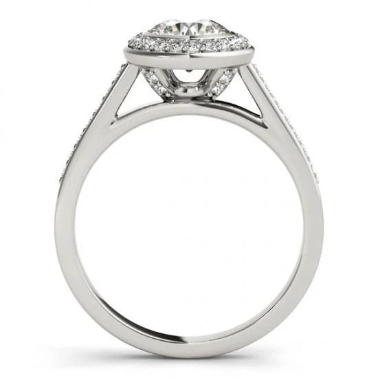 Bague Halo Naturel Diamant Rond 1.50 Carat Or Blanc 14K