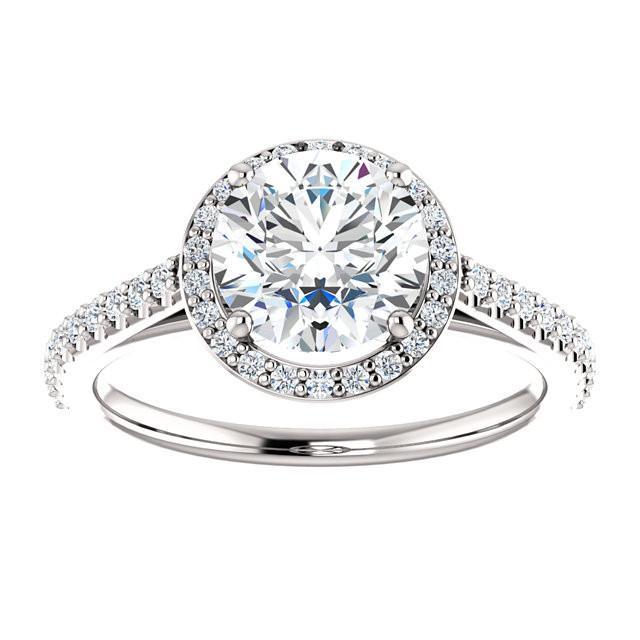 Bague Halo Naturel Diamant Rond 1.85 Carat Or Blanc 14K
