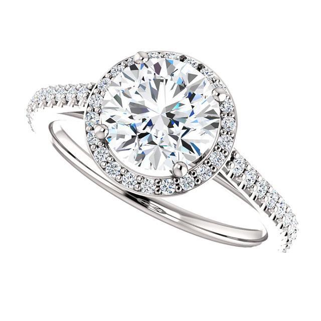 Bague Halo Naturel Diamant Rond 1.85 Carat Or Blanc 14K
