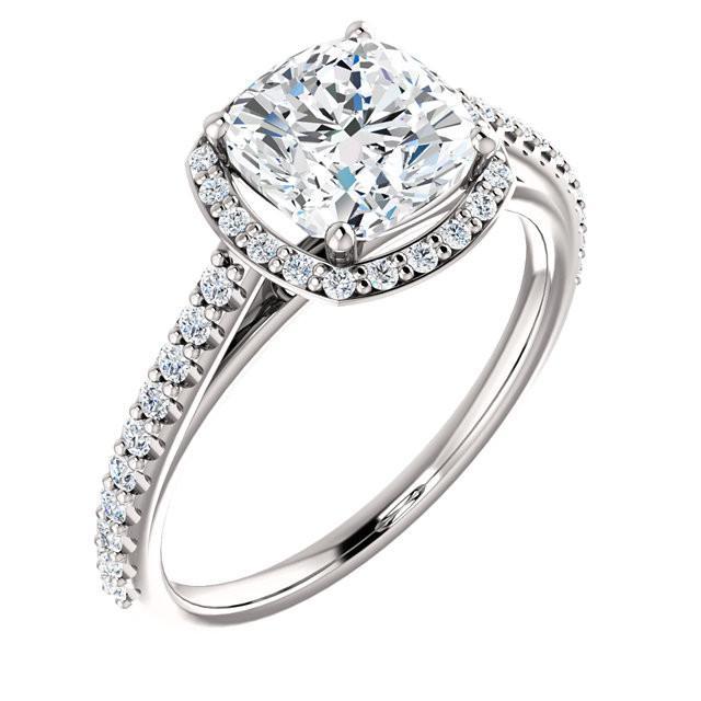 Bague Halo Naturel Diamant Rond 1.85 Carat Or Blanc 14K