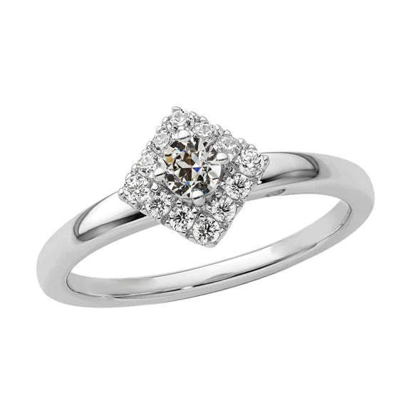 Bague Halo Naturel Diamant Rond Vieux Mineur Prong Style Cerf-volant Bijoux 2 Carats