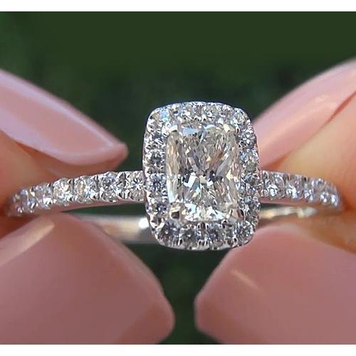 Bague Halo Naturel Diamants 2.50 Carats Coussin Accentué Or Blanc