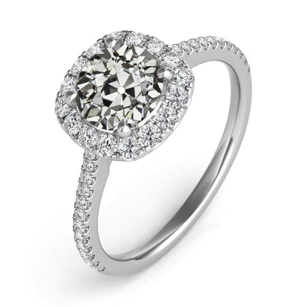 Bague Halo Old Miner Réel Diamant Or Blanc 14K 6.50 Carats