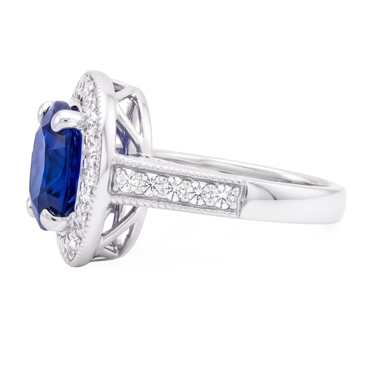 Bague Halo Ovale En Pierre De Saphir