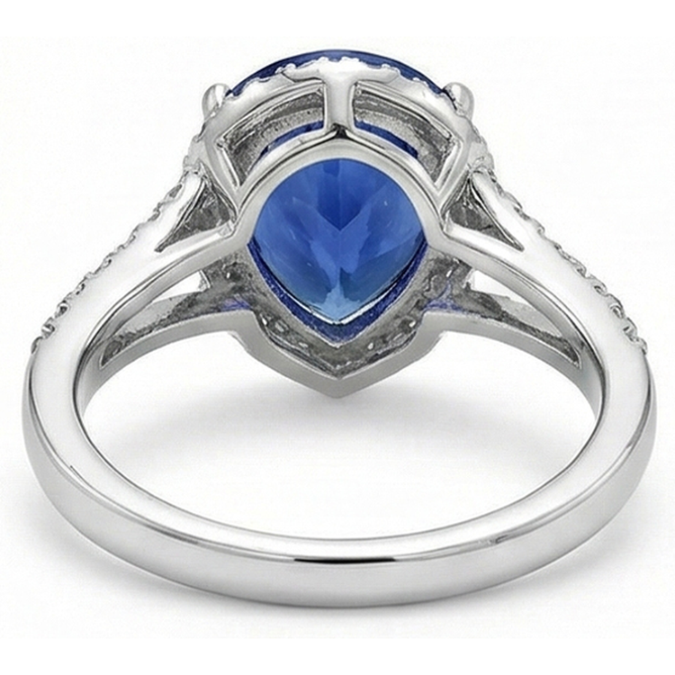 naturel pear diamant 3.50carats bague sur blanc