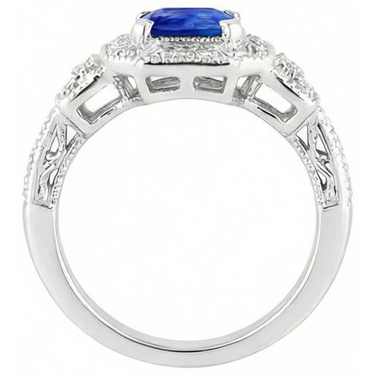naturel round saphir 3carats bague vue de profil