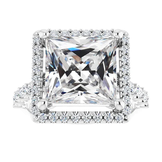 Bague Halo Réel Diamant Coupe Carrée Vieux Mineur Dames Bijoux En Or 9 Carats