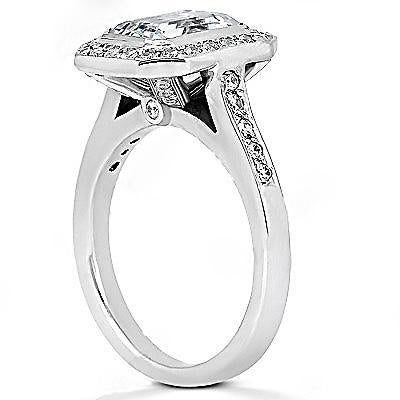 Bague Halo Réel Diamant Taille Emeraude 2.25 Carats