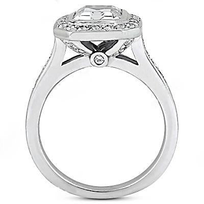 Bague Halo Réel Diamant Taille Emeraude 2.25 Carats