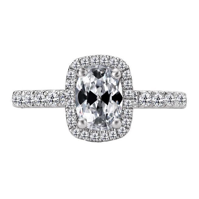 Bague Halo Réel Diamants Ronde & Ovale Vieux mineur Or Blanc 7 Carats