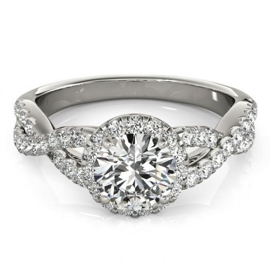 Bague Halo Réel Diamond Twisted Shank 2.25 Carats Or Blanc 14K
