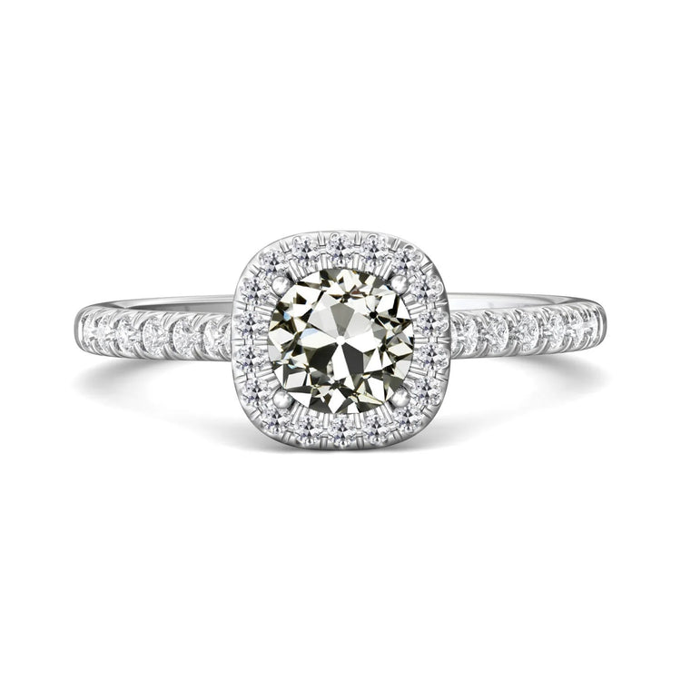 Bague Halo Rond Vieux mineur Réel Diamants Pavés Or 14K 3.50 Carats