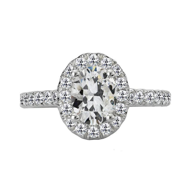 Bague Halo Ronde & Ovale Vieux Mineur Naturel Diamant Or 4.50 Carats