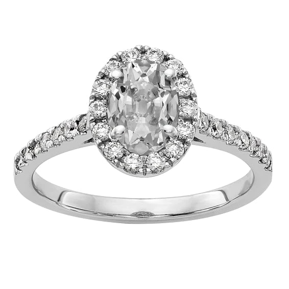 Bague Halo Ronde & Ovale Vieux Mineur Réel Diamant Ensemble 4 Griffes 5.50 Carats