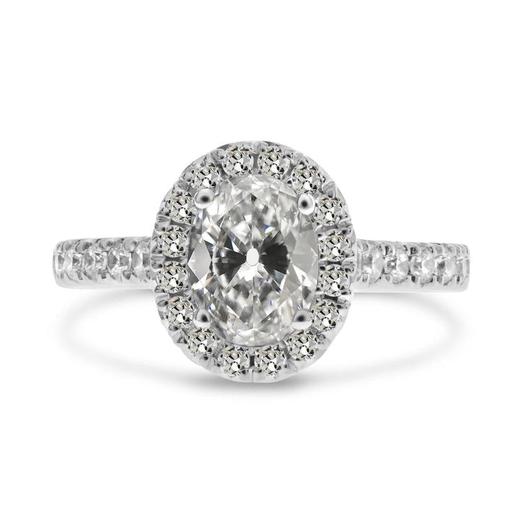 Bague Halo Ronde & Ovale Vieux Réel Diamant Européen Or Blanc 6.50 Carats