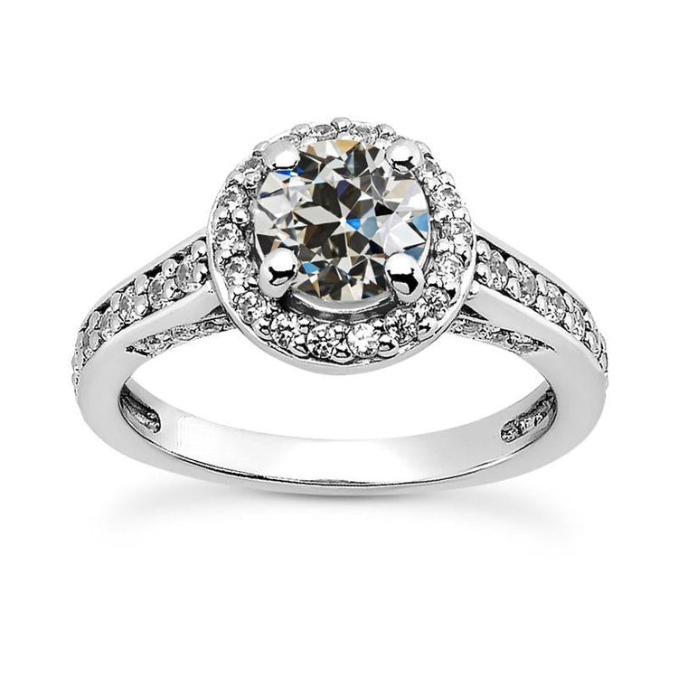Bague Halo Ronde Réel Diamant Taille Ancienne Or Bijoux Femme 4.50 Carats