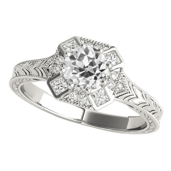 Bague Halo Ronde Style Vintage Naturel Diamants Taille Ancienne Mine 3.50 Carats