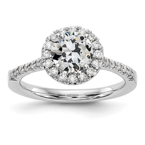 Bague Halo Ronde Vieux Mineur Réel Diamant Avec Bijoux Accents 3 Carats