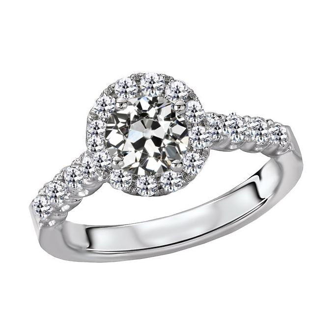 Bague Halo Ronde Vieux mineur Réel Diamant 6 Carats Bijoux Femme