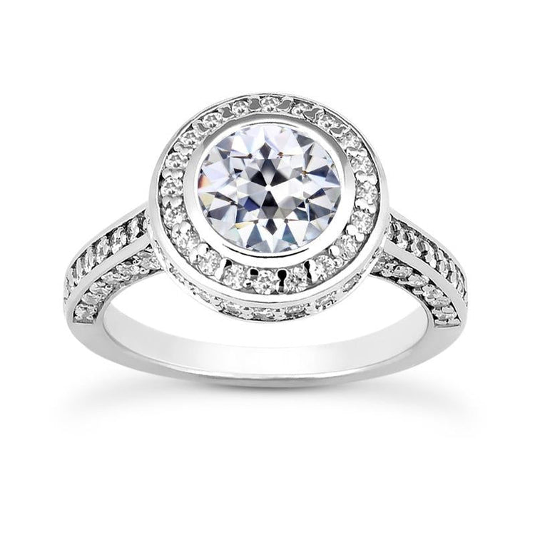 Bague Halo Ronde Vieux mineur Réel Diamant Avec Lunette Accents Sertie 5.75 Carats