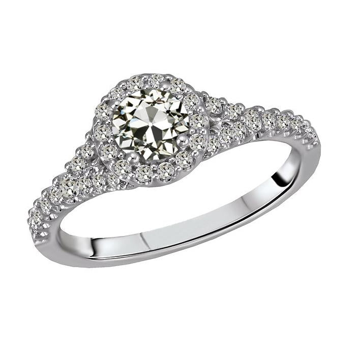 Bague Halo Ronde Vieux mineur Réel Diamant Bijoux Femme Or 4 Carats