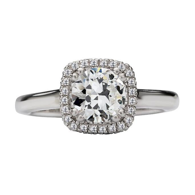 Bague Halo Ronde Vieux mineur Réel Diamant Or 4 Carats