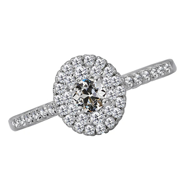 Bague Halo Ronde Vieux mineur Réel Diamant Or Blanc Bijoux 4 Carats